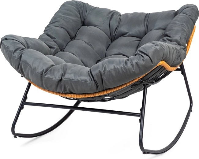 Fauteuil à bascule cocon XL gris avec repose-pieds