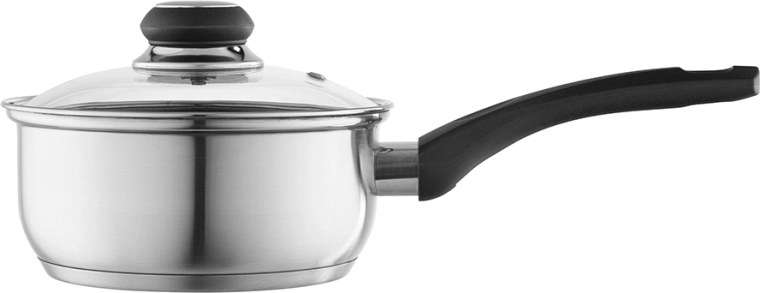 Altom Design Emilio casserole en acier inoxydable noir 1,2 l 16 cm avec couvercle en verre