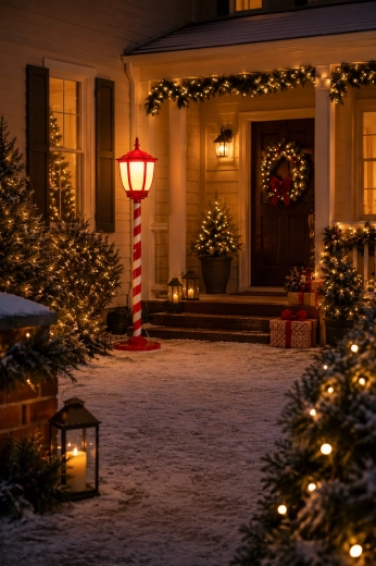 Lanterne LED de Noël de 150 cm, rouge, avec lumière blanche chaude