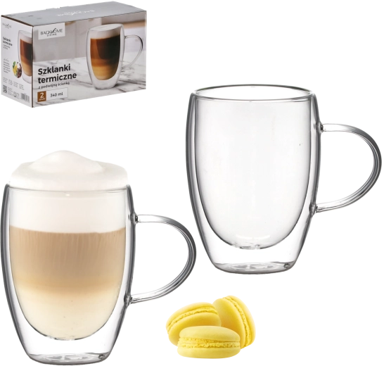 Lot de 2 verres thermiques à double paroi avec anse 340 ml