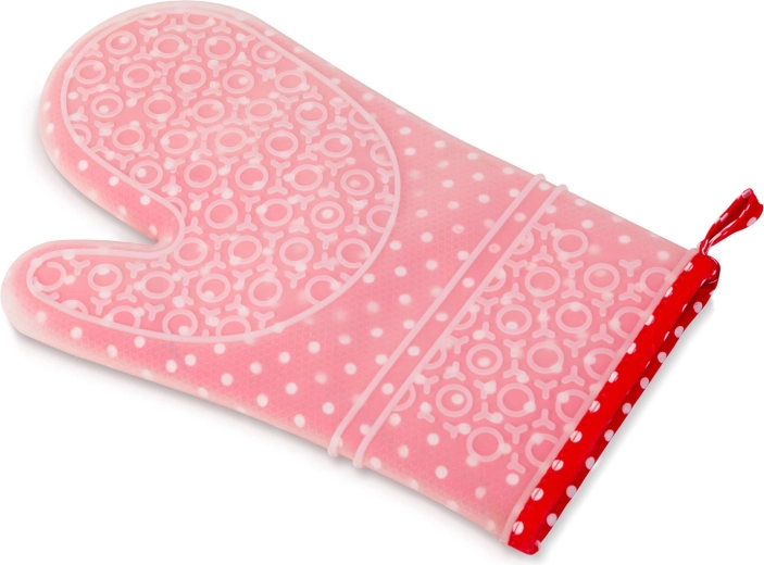 Gant de cuisine rouge avec surface en silicone
