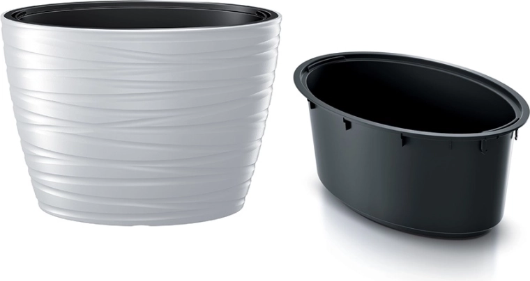 jardinière ovale avec insert Maze 58,5 cm blanche