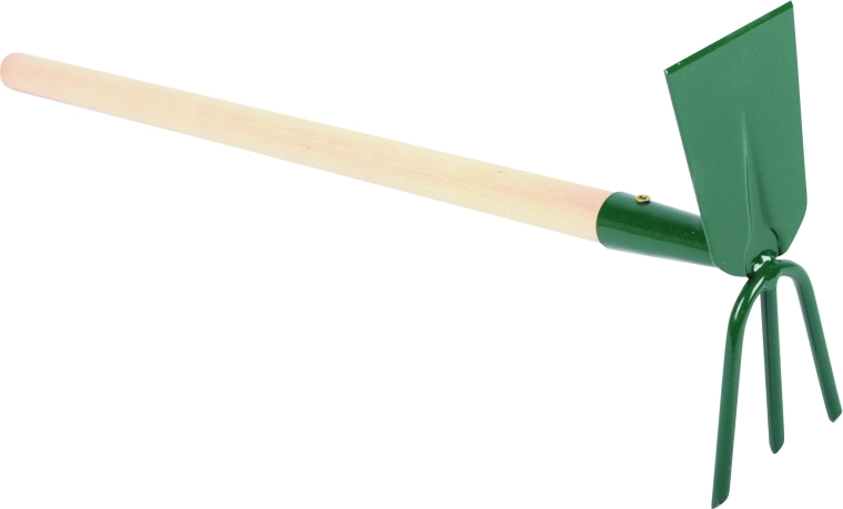 Sarcloir à lame et 3 dents avec manche en bois 50 cm