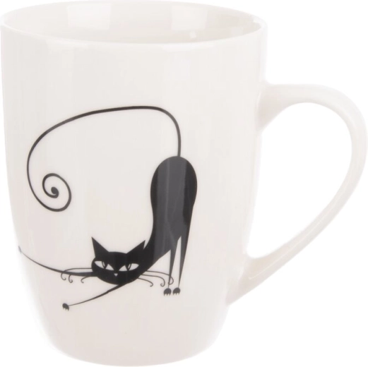 Tasse en porcelaine avec motif de chat blanc/noir 370 ml