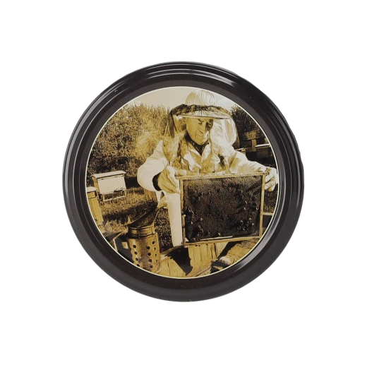 Couvercles twist-off 82 mm à 6 ergots – motif apiculteur avec cadre