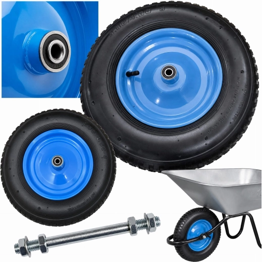 Roue pneumatique de rechange pour brouette 4.00-8 2PR avec chambre à air et axe - 1 pièce