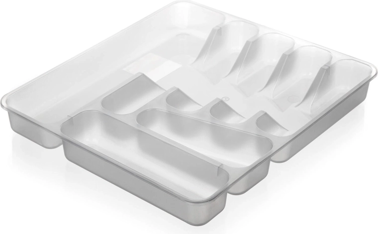 Range-couverts en plastique transparent 39,5 × 37 × 5 cm
