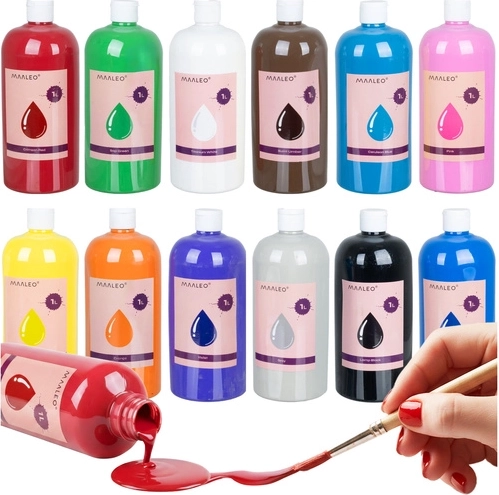 Peintures à la gouache Maaleo – set de 12 couleurs 1 l