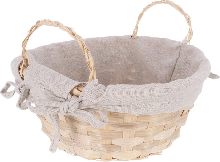 Panier décoratif en bambou et coton 21,5 × 14 cm