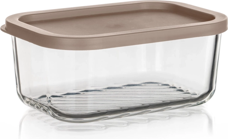 Bocal en verre Wave 0,7 l avec couvercle en plastique couleur latte