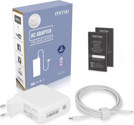 Adaptateur secteur USB‑C Mitsu pour ordinateur portable 87 W avec Power Delivery