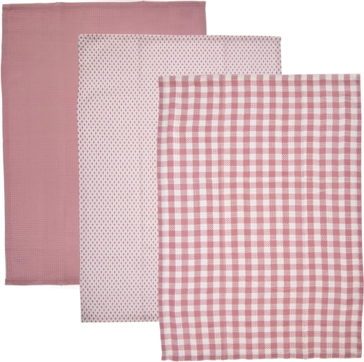 Torchons de cuisine en coton roses, lot de 3 pièces