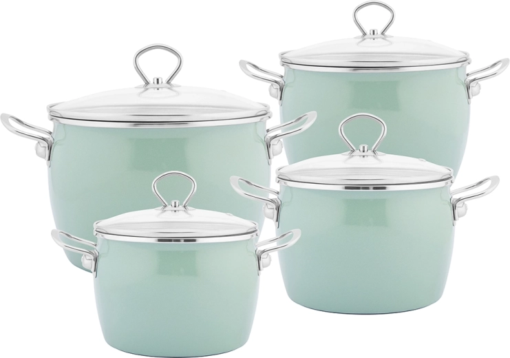 Service de casseroles émaillées Balbina 8 pièces sauge