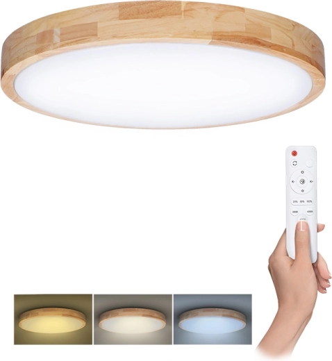Plafonnier et applique LED Solight Solid Oak avec télécommande 48 W 39 cm dimmable CCT