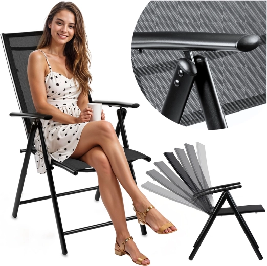 Fauteuil de jardin pliant et inclinable Sofotel noir