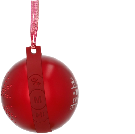 Boule de Noël à accrocher au sapin avec haut-parleur Bluetooth, rouge 8,5 × 8,5 × 9,5 cm - 1 pièce