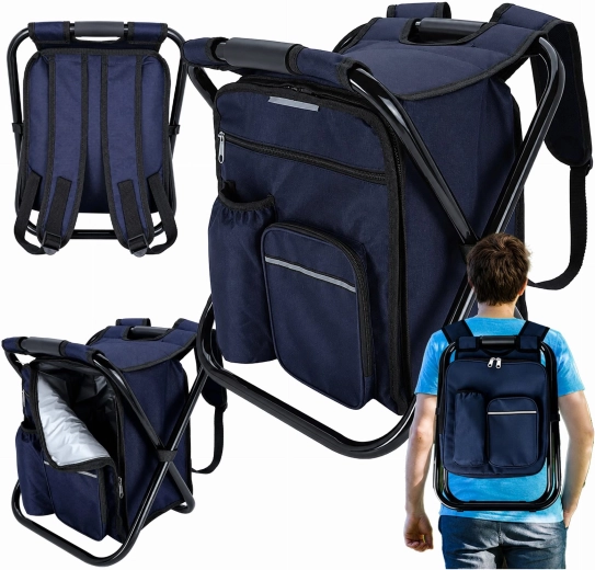 Chaise de pêche pliable avec sac à dos et compartiment isotherme - 1 pièce