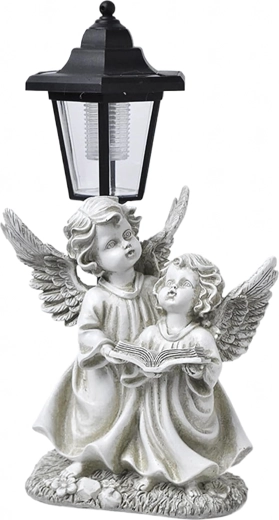 Lampion solaire avec deux anges pour la tombe et le jardin - 1 pièce
