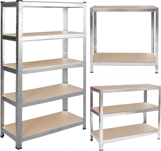 Étagère métallique HUMBERG 150 × 75 × 30 cm, structure renforcée, 5 étagères, sans vis