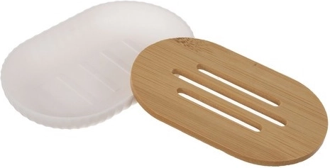 Porte-savon avec insert en bambou pour un meilleur écoulement de l’eau