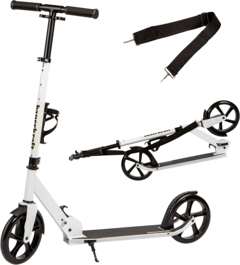Trottinette urbaine pliable pour enfants et adolescents avec hauteur réglable 95–105 cm et roues de 200 mm – Blanc