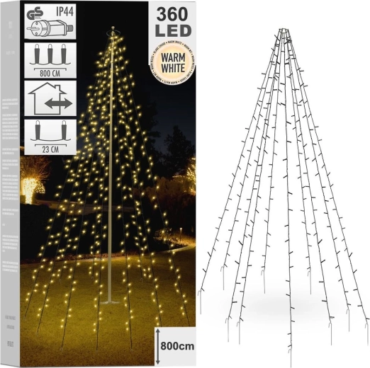 Guirlande lumineuse de Noël 360 LED pour mât