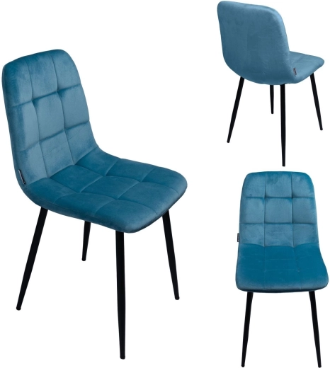 Chaise de salle à manger rembourrée en velours style loft bleue - 1 pièce