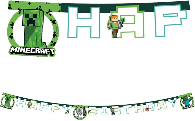 Bannière suspendue Procos Minecraft happy birthday 2 m
