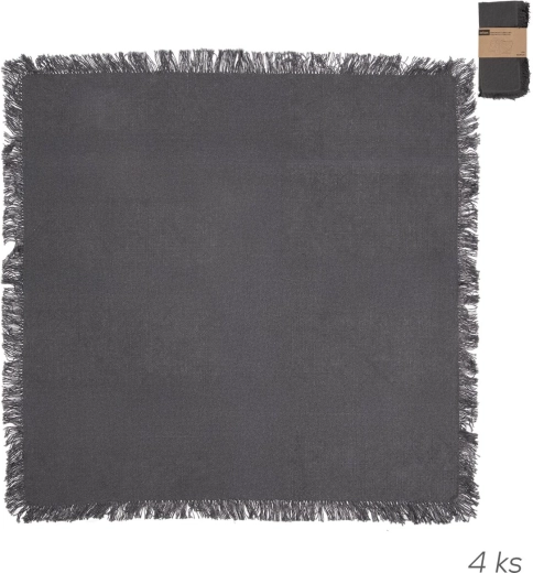 Serviettes en coton grises 45 × 45 cm (4 pcs)