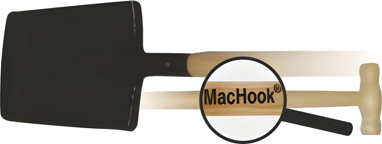 Pelle carrée MacHook avec manche en T en bois 90 cm