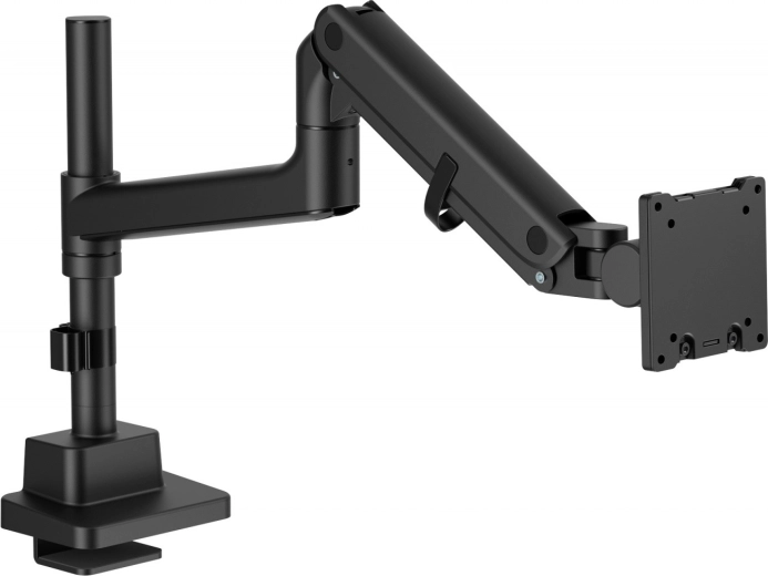 Support moniteur à un seul bras avec pince de bureau et vérin à gaz, jusqu’à 57" / 27 kg, VESA 75x75 et 100x100, noir