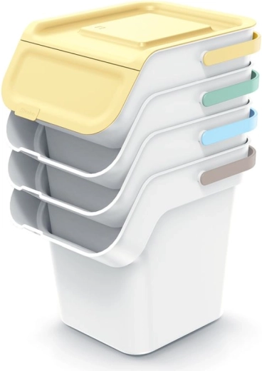 Ensemble empilable de bacs de tri avec filtre à charbon 4×20 l