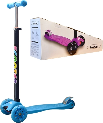 Trottinette tricycle pour enfants avec roues lumineuses – bleu