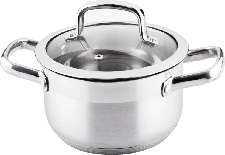 Marmite en acier inoxydable Lamart Prestige avec couvercle en verre, 2,5 l