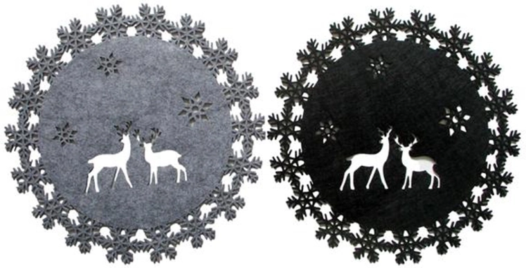Set de table rond en feutre de Noël 36 cm (2 motifs)