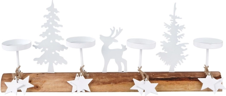 Motif festif de sapins, cerf et étoiles