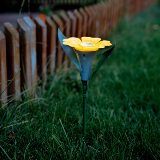 Lampe LED solaire à planter en forme de fleur - 1 pièce