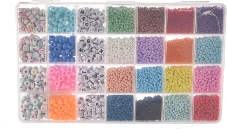 Kit créatif de perles à enfiler – 28 couleurs, 440 g