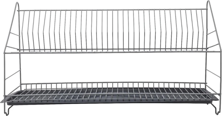 Égouttoir à vaisselle Metpol à deux niveaux 80 cm argenté avec bac d’égouttage
