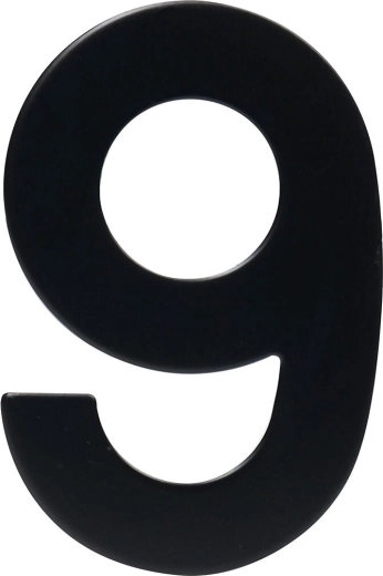 Numéro de maison 9, 95 mm, acier inoxydable, noir mat