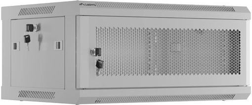 armoire rack murale 19" 4U 600 × 450 avec porte perforée, gris