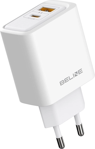 Chargeur secteur Beline GaN 45 W avec USB-A et USB-C, blanc