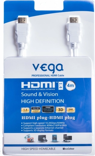 Câble HDMI 4 m 10,2 Gb/s blanc VEGA