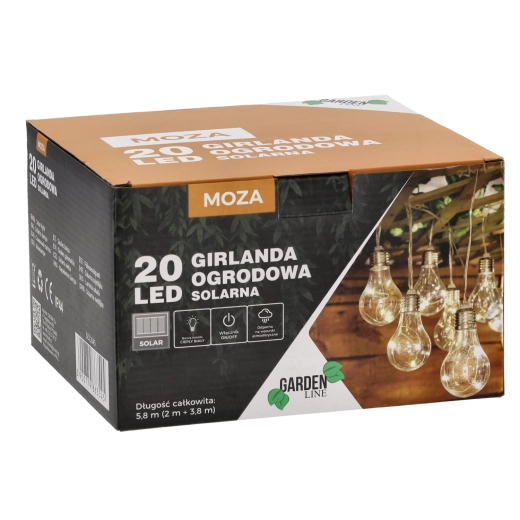 Guirlande solaire de jardin 20 LED blanc chaud 5,8 m IP44