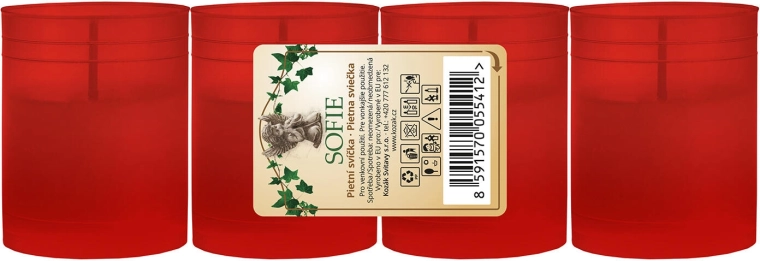 Recharge de bougie de cimetière rouge 6 cm, paraffine, 4×15 h, 4 pcs