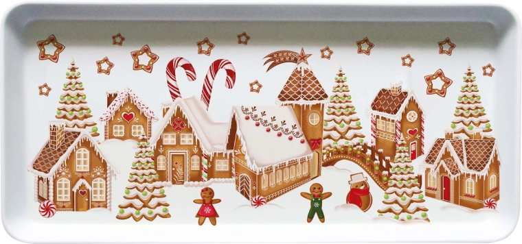 Plateau de service TORO avec motif de village en pain d’épices 35 × 16,5 cm