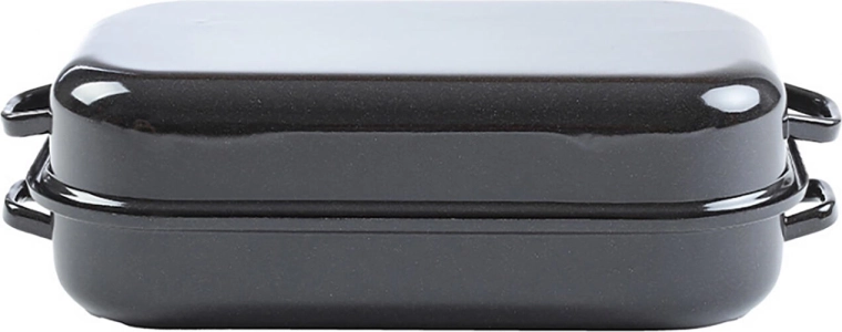 Plat à rôtir émaillé avec couvercle 30 × 17 cm, surface lisse, 2 pièces