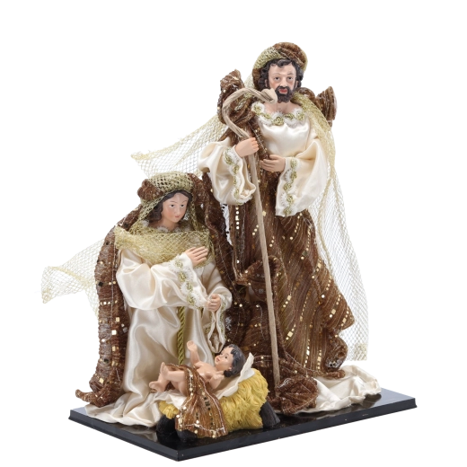 Accents dorés élégants et effet textile des vêtements