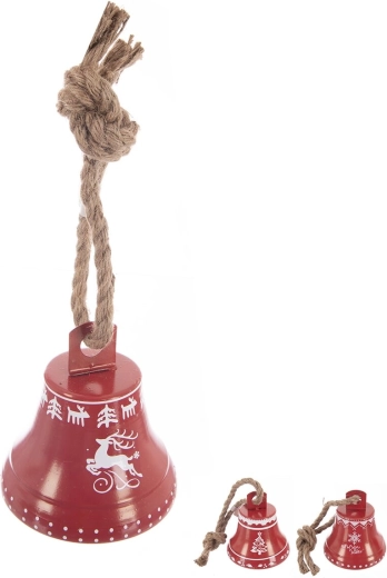 Cloche décorative suspendue en métal et jute rouge