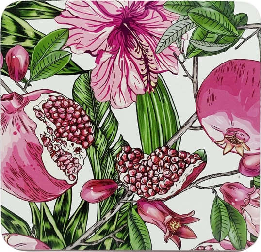 Lot de 4 sous-verres Hibiscus 10 × 10 cm en boîte cadeau